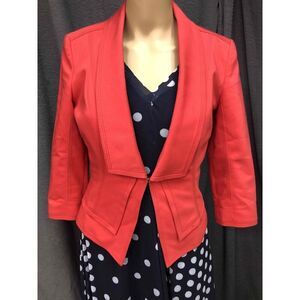 White House Black Market Womens Orange red Open Front  Blazer Size 00